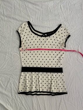 White House Black Market Polka Dot Peplum Top Size Small
